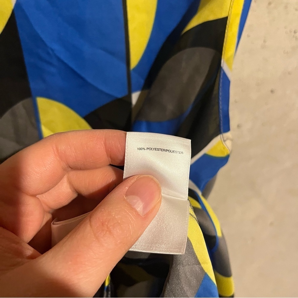 KASPER Women's Lightweight Polyester Tank Top Geometric Blue Yellow Size M - Picture 3 of 6